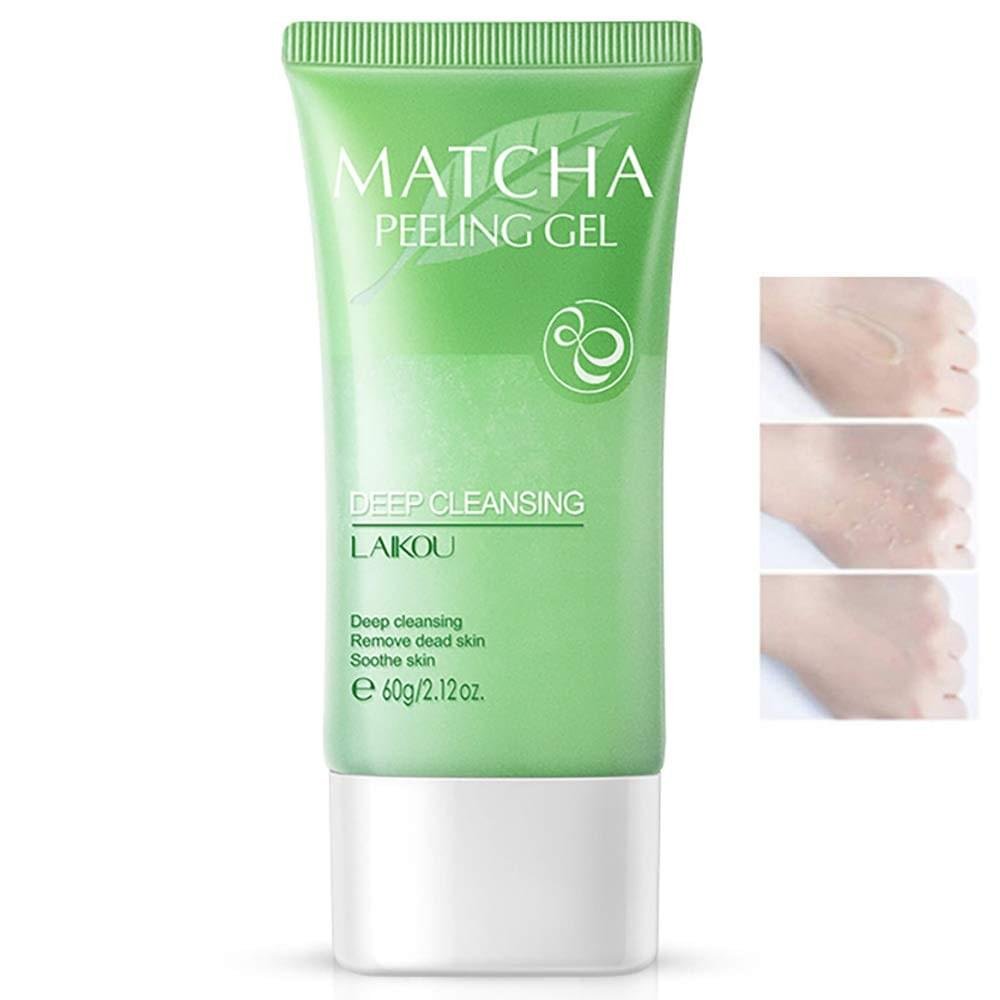 Matcha Facial Scrub Exfoliator Gel, Natural Exfoliating Cleanser, Moisturizing Body Face Scrub Deep Clean for Dry Skin, Blackheads, Acne Face Peeling Gel – Great Gifts For Women & Men