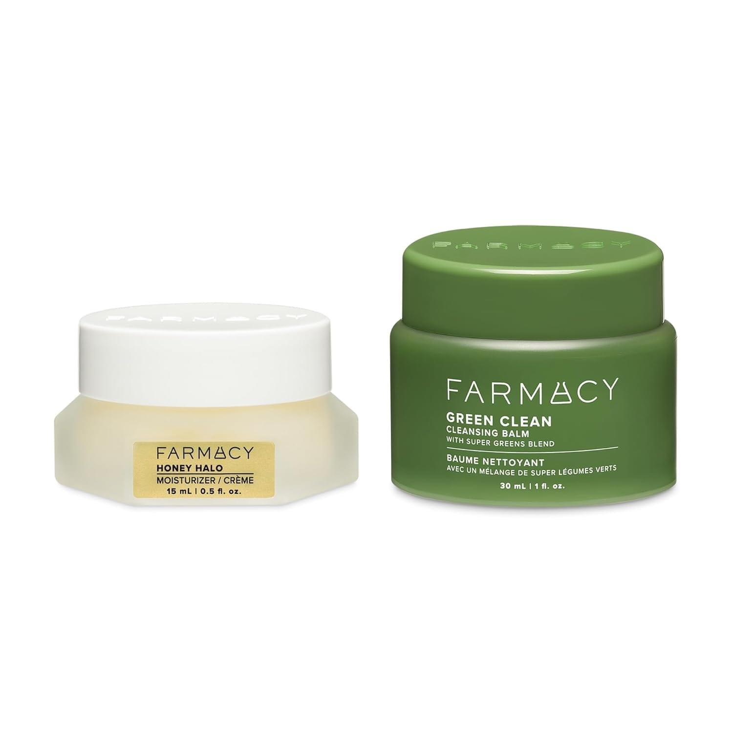 Farmacy Melt & Moisturize Duo – Travel Size Skin Care Set with Green Clean Makeup Remover Balm & Honey Halo Moisturizer Face Cream – Cleanses Skin & Hydrates for a Plump, Dewy Glow (2 Count)