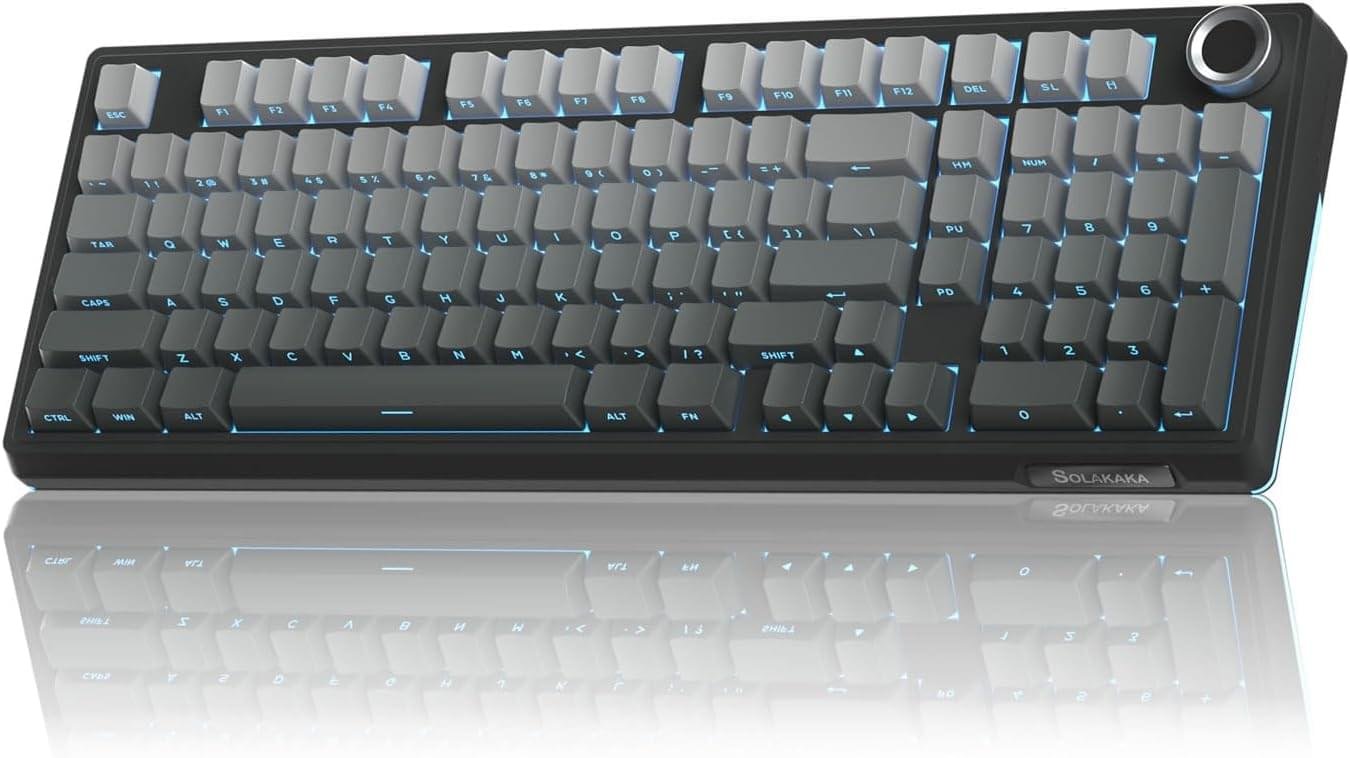 SOLAKAKA KI99 Pro 96% Wireless Mechanical Keyboard, RGB Gaming Keyboard, Hot-Swappable Pre-Lubed Switches, Gasket Structure Creamy Keyboards (Gradient-Black, Non-Silent Version)