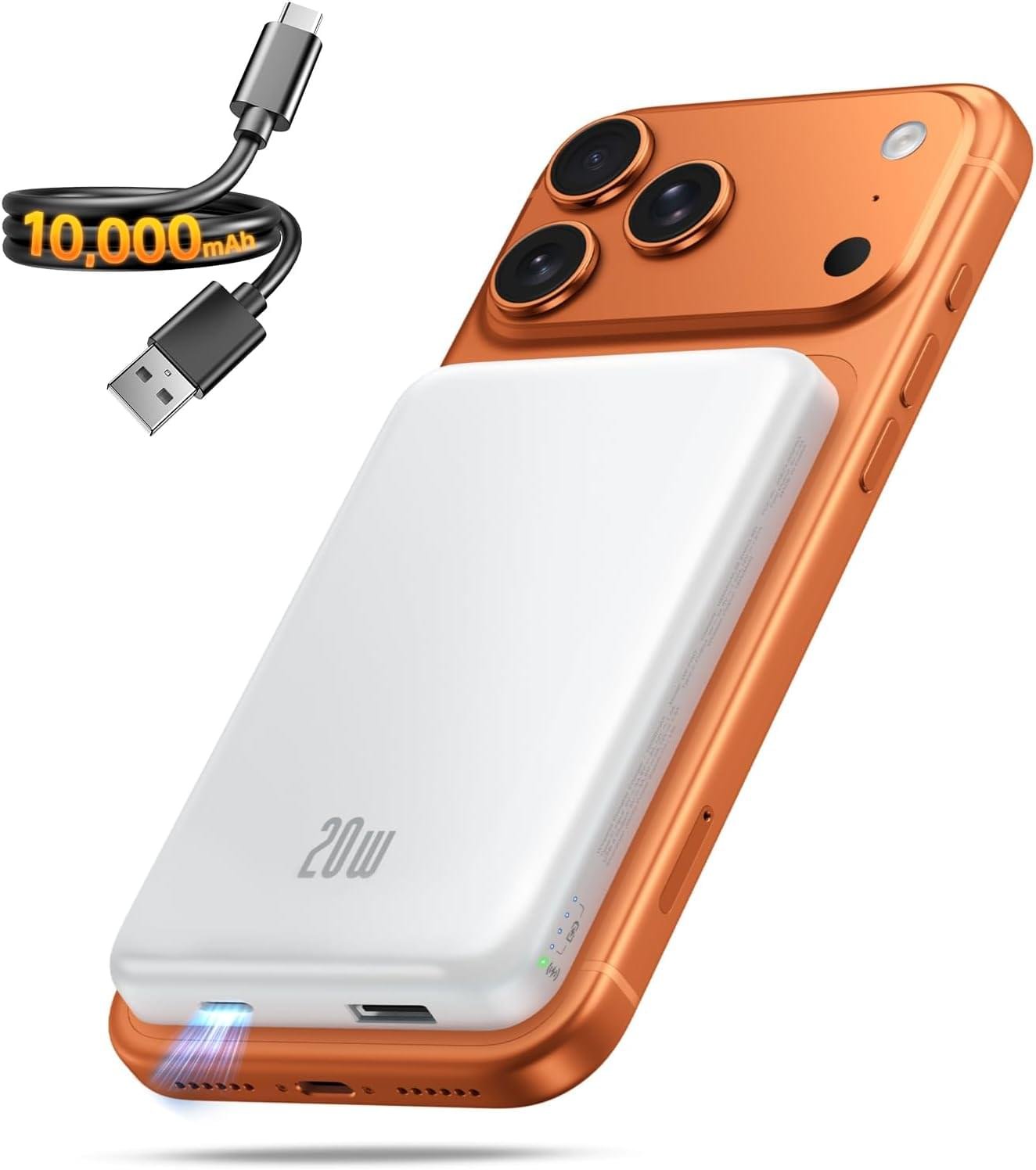 Portable Charger for Magsafe Power Bank – 10000mAh Magnetic Phone Charger, USB C 20W PD Fast Charging, Slim Wireless Battery Pack for iPhone 17/16/15/14/13/12 Series, for Travel Cruise Essentials