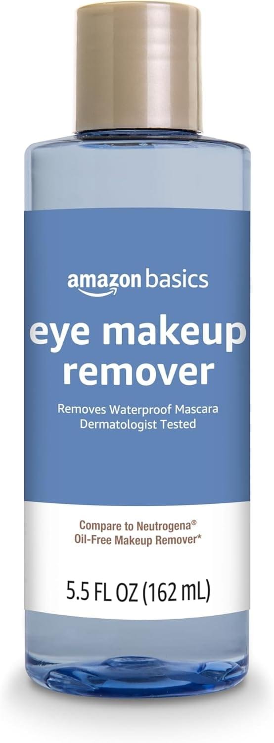 Amazon Brand – Solimo Eye Makeup Remover, Removes Waterproof Mascara, Dermatologist Tested, 5.5 Fluid Ounce