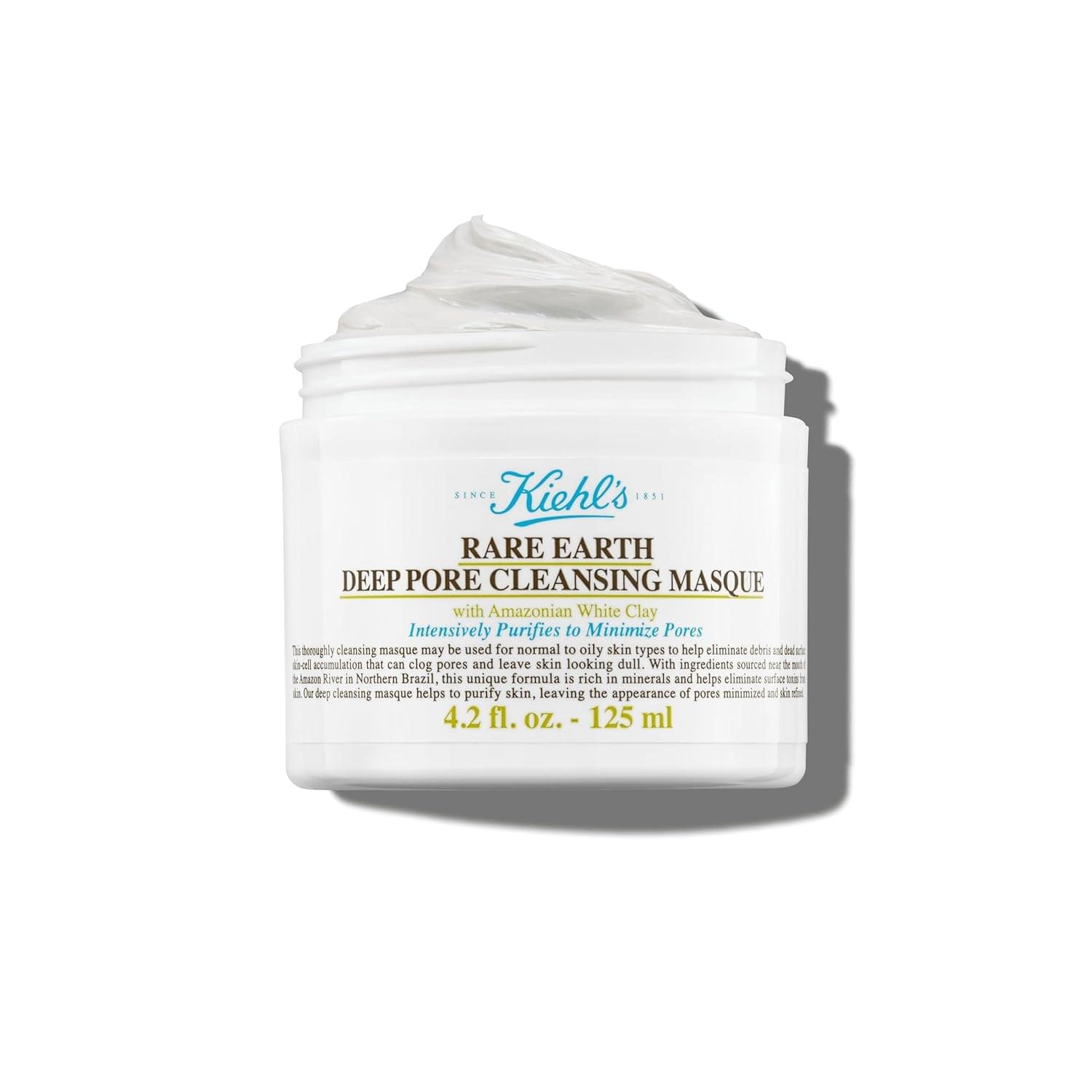 Kiehl’s Rare Earth Deep Pore Cleansing Face Mask, Pore Minimizer Face Mask with Clay, Minimizes Blackheads and Acne, Detox Skincare with Amazonian White Clay & Aloe Vera