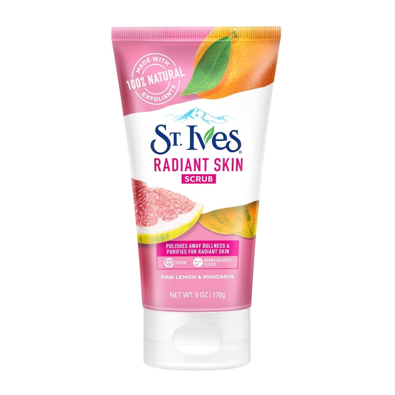 St. Ives Radiant Skin Face Scrub, Pink Lemon and Mandarin Orange, 6 oz