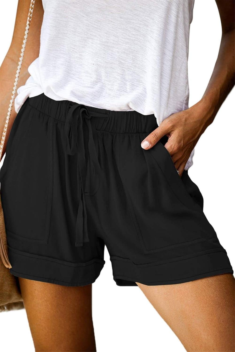 ONLYSHE Womens Casual Drawstring Shorts Summer Elastic Waist Shorts Pocketed Pants