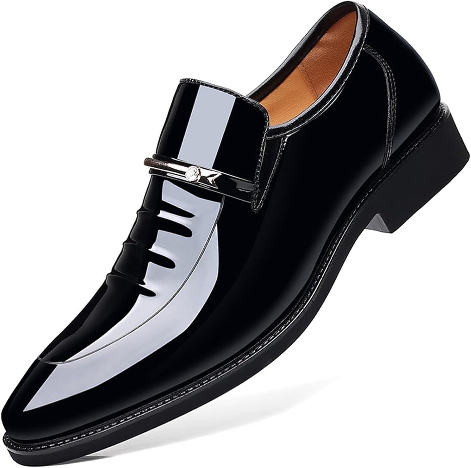 Men’s Business Casual Loafers Patent Leather Formal Oxford Slip On Dress Shoes for Men