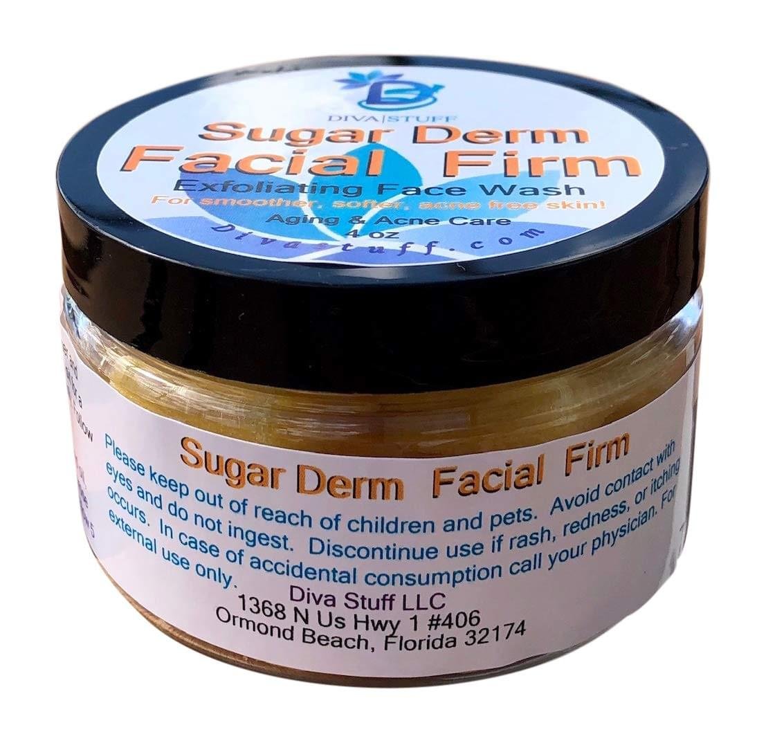 New! Sugar Derm Facial Firm,All Natural Face Scrub & Cleanser, 4 oz, Diva Stuff