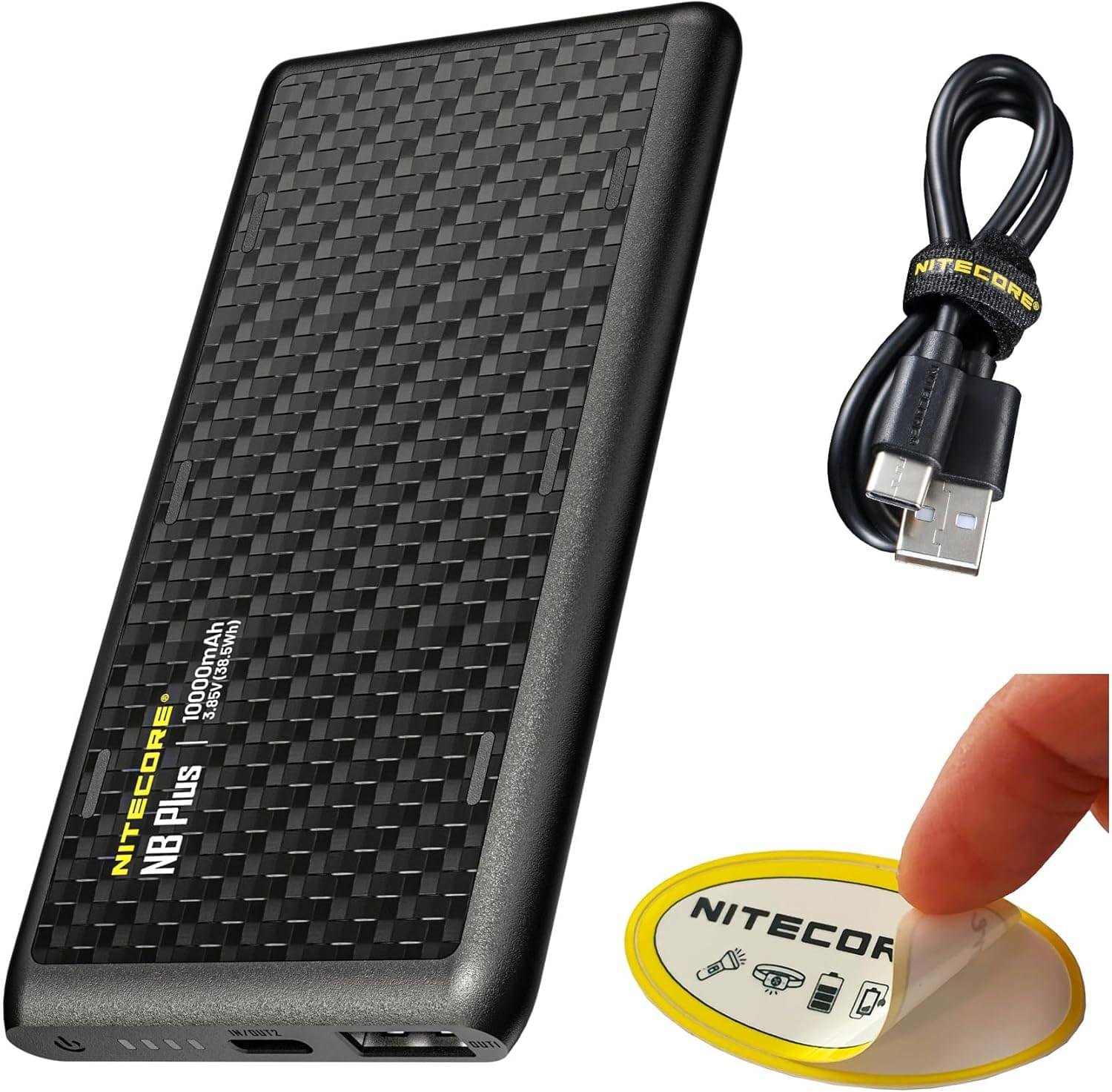Nitecore NB Plus 10,000mAh Power Bank, Ultra Lightweight and Slim USB-C and USB-A Ports for Phones, iPads and More Travel Ready Fast Charging 5V/3A QC PD