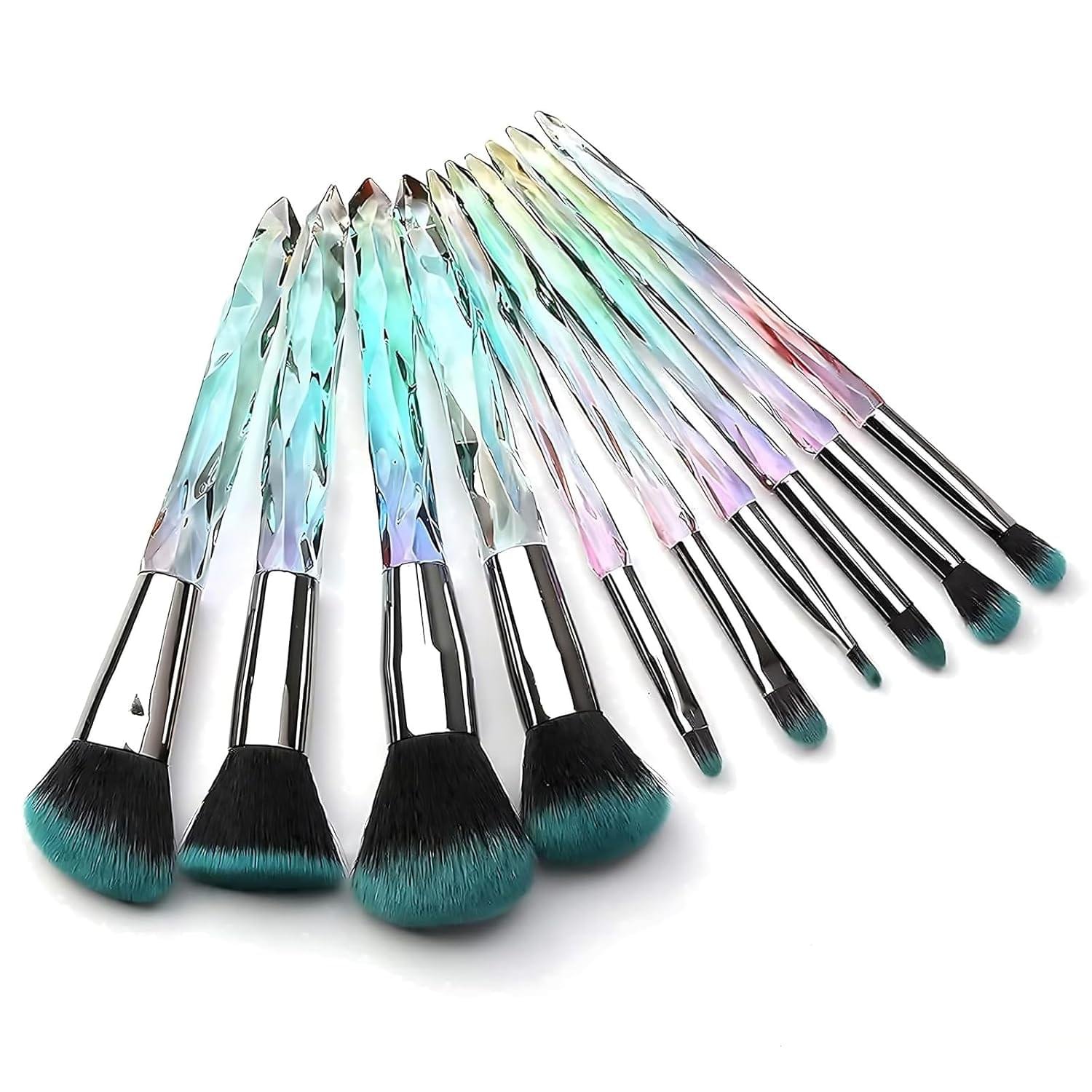 Kingtree Makeup Brushes Set, 10PCS Crystal Makeup Brushes Premium Synthetic Powder Foundation Concealer Eye Shadow Brush, Professional Face Eye Make Up Brushes for Girls Women