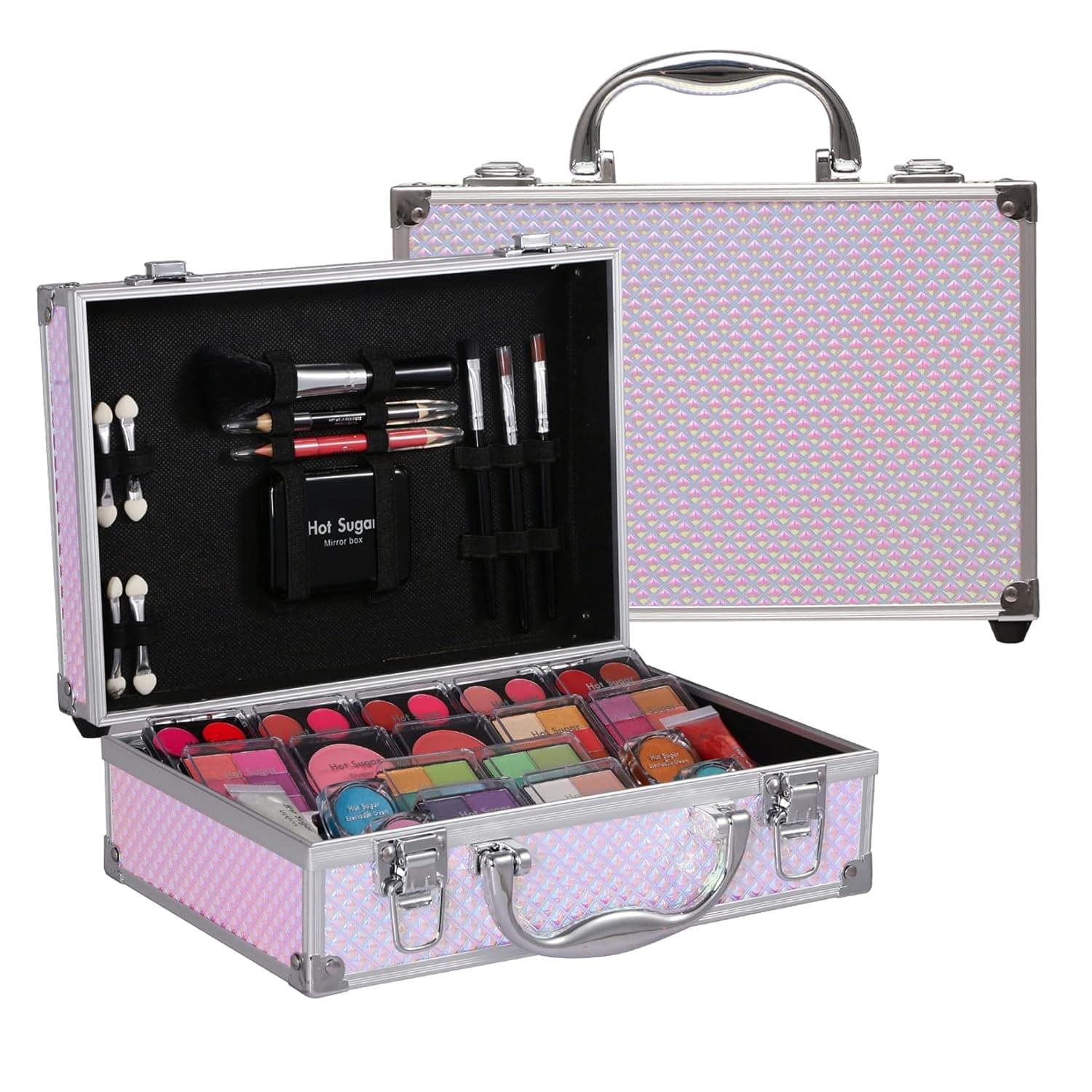 Hot Sugar Makeup Kit for Girls and Women – Full Starter Cosmetics Set with Eye Shadow Palette, Blush, Lip Gloss, Lip & Eye Pencil and Mirror