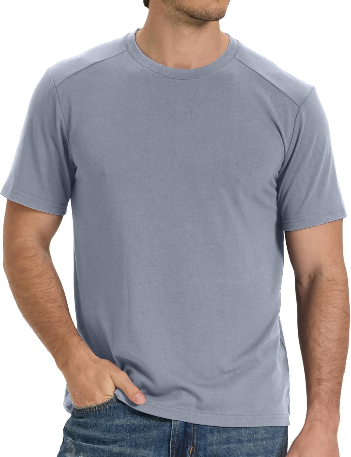 BAMBOO COOL Men’s T-Shirts Short Sleeve Heavyweight Crew Neck T Shirt for Men Moisture Wicking Casual Tees