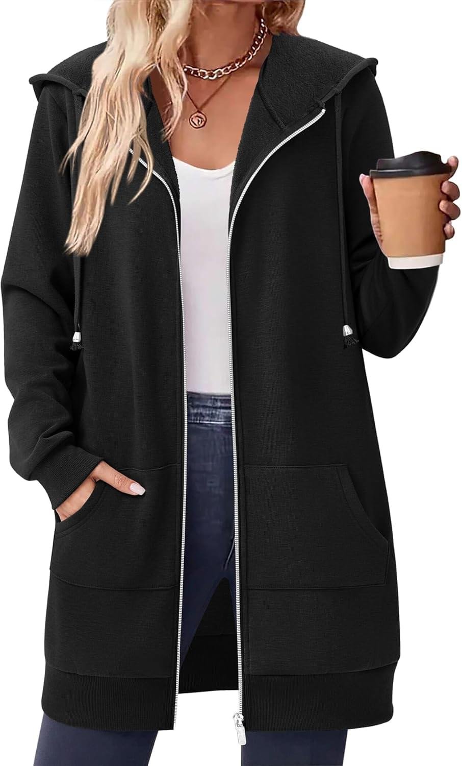 Zeagoo Women’s Zip Up Hoodies Long Sleeve Fall Tunic Hooded Sweatshirt Oversized Fleece Jacket With Pockets Fall Coats 2025