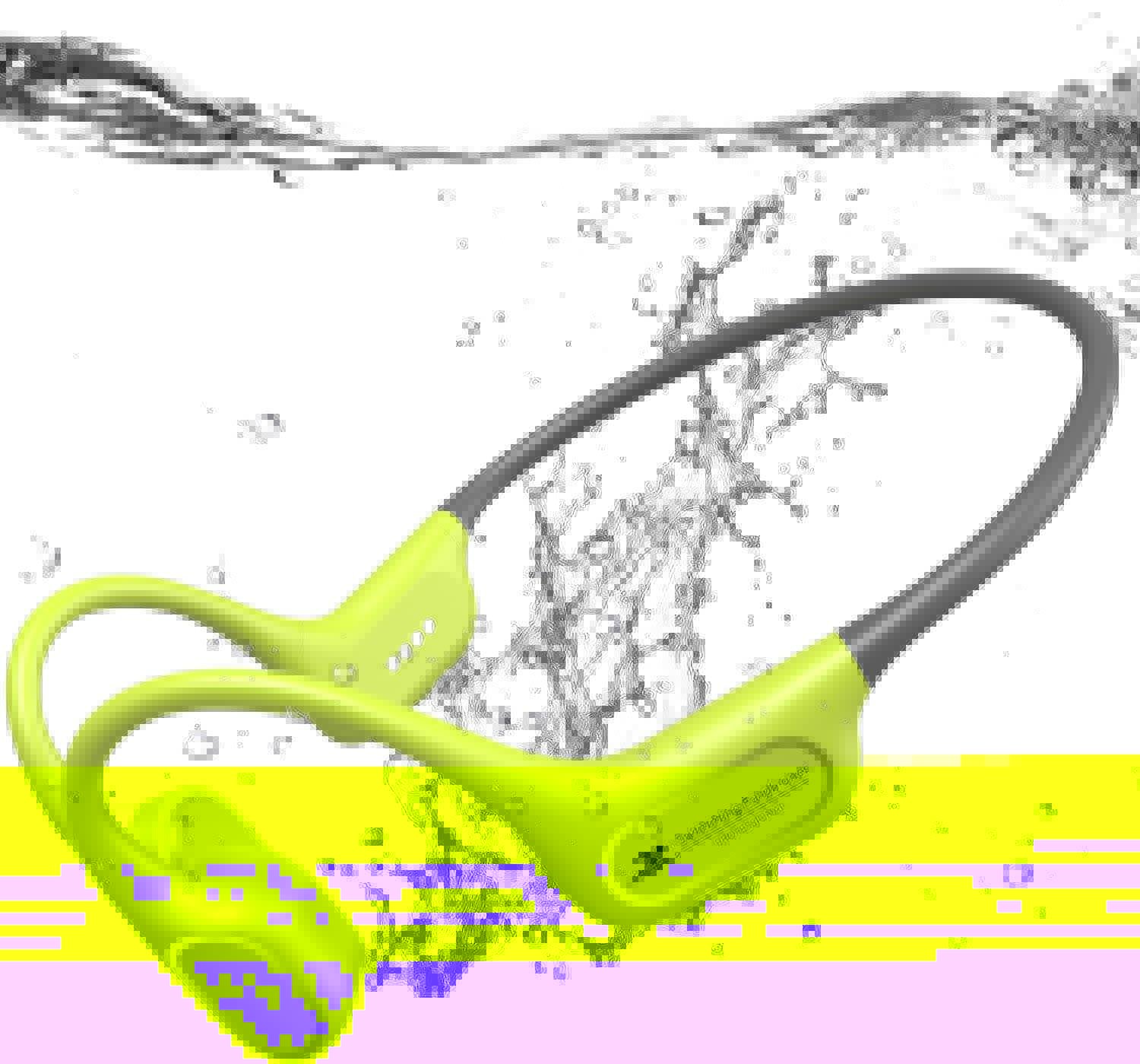 Bone Conduction Bluetooth Headphones-SurfAudio, IP68 Waterproof Swimming Headphones with 32GB MP3 Player, Lightweight Open Ear Design for Swimming/Surfing/Marathon/Cycling(Neon)