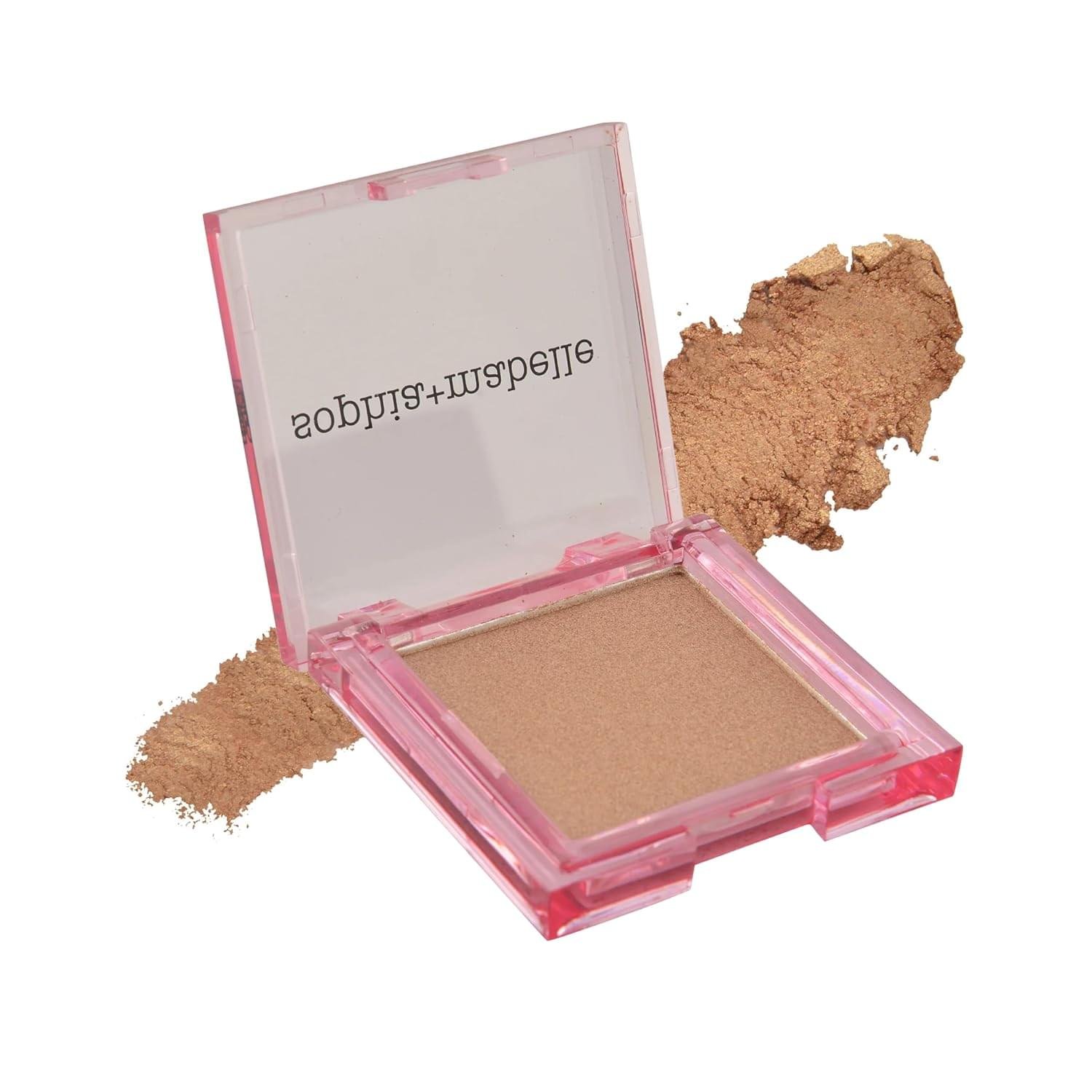 Sophia + Mabelle Powder Highlighter – Face Highlighter Shimmer Glow, Buildable Lightweight Radiant Finish, Long-Lasting & Non-Cakey (Peaches + Cream, stranded)