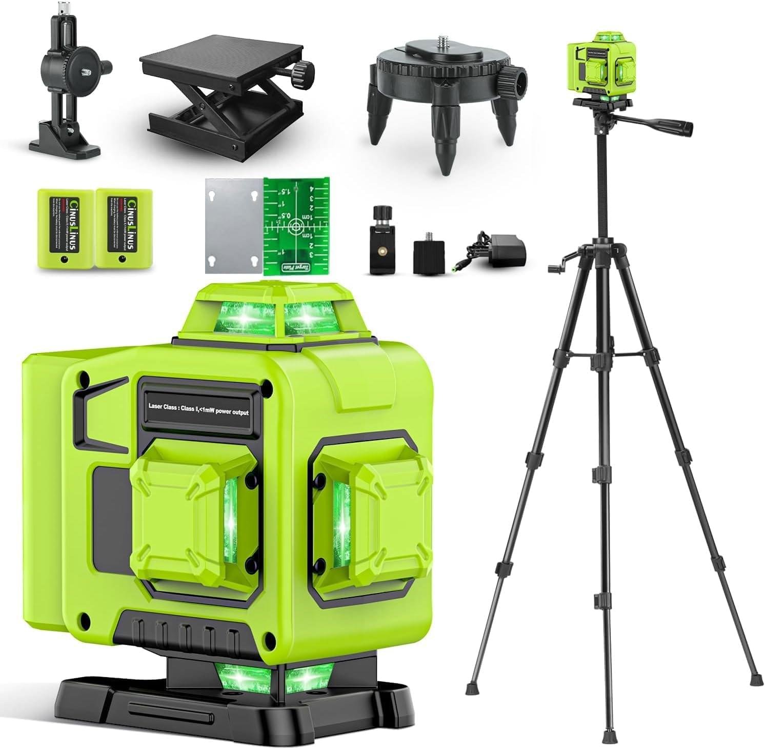 Laser Level 360 Self Leveling with Tripod,CinusLinus 4D Lazer Level,4×360° Cross Line Laser for Construction Project Renovation,Floor Tile, Laser Level Lines Tool