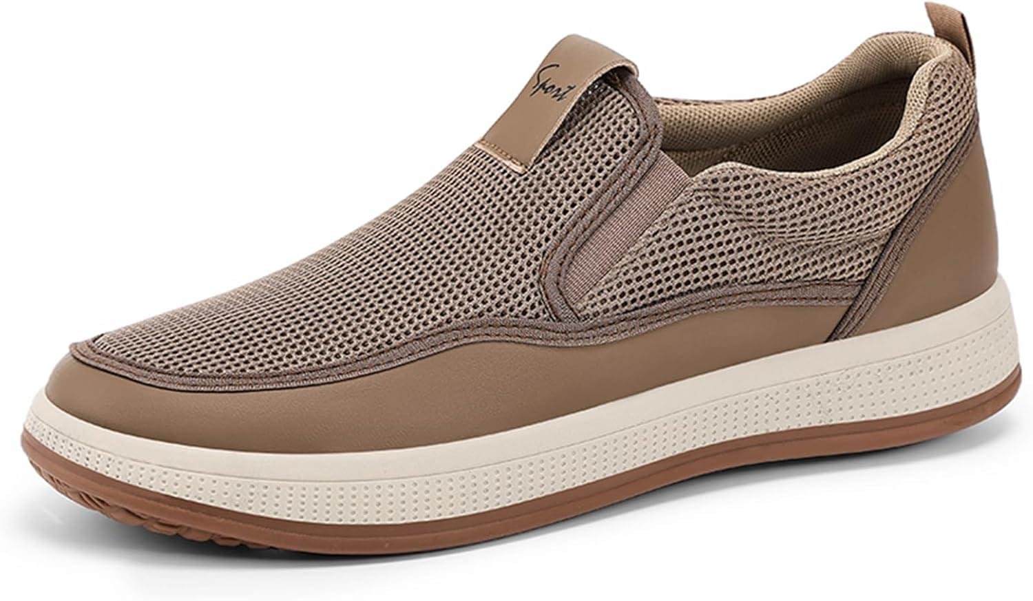 Man Boat Shoes Casual Dress Slip On Loafers Driving Work Shoes Hands Free Sneakers Mesh Breathable Lightweight Non Slip