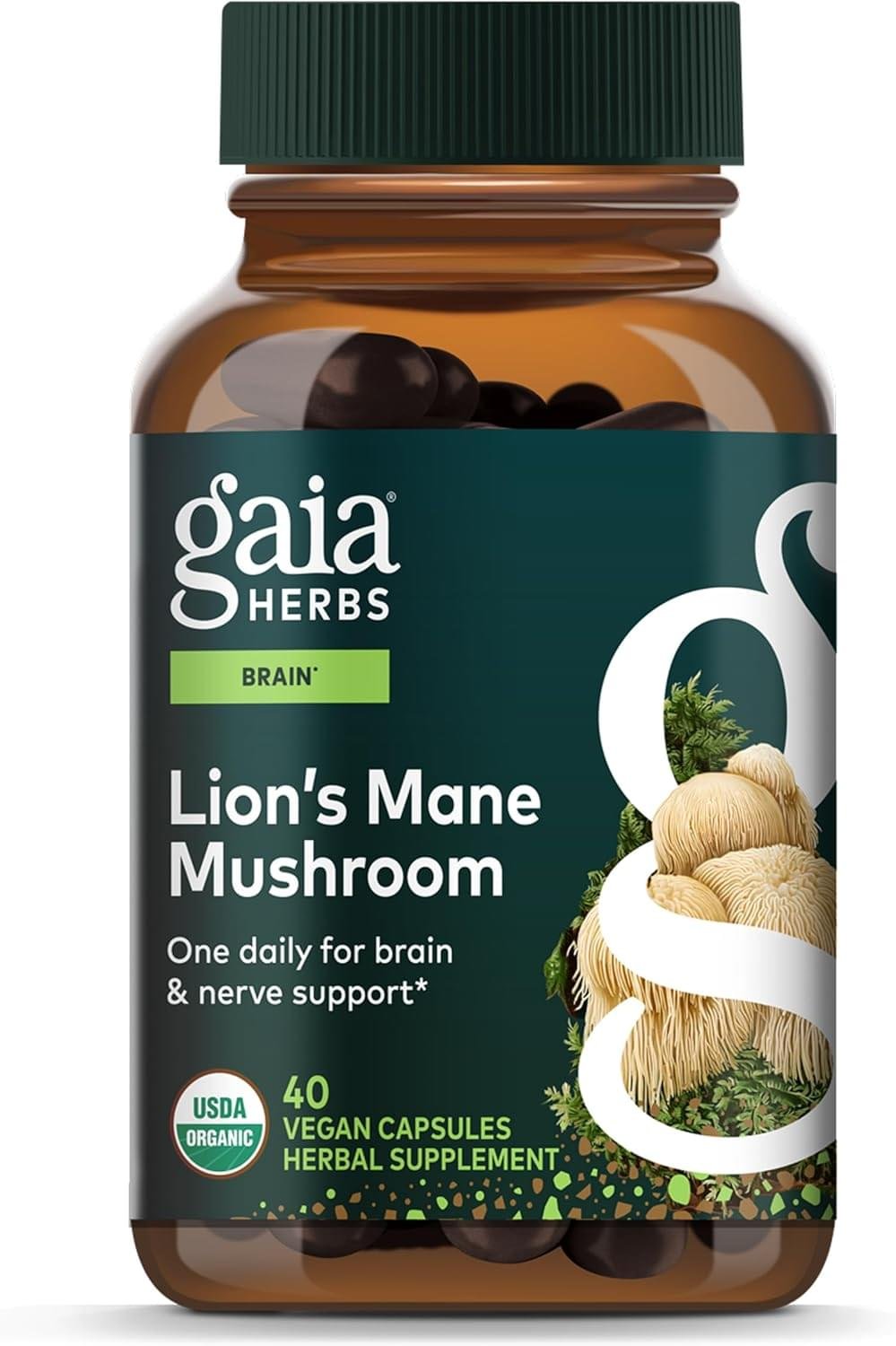 Gaia Herbs Lion’s Mane Mushroom – Brain & Nerve Health Support* – 40 Vegan Capsules (40-Day Supply)