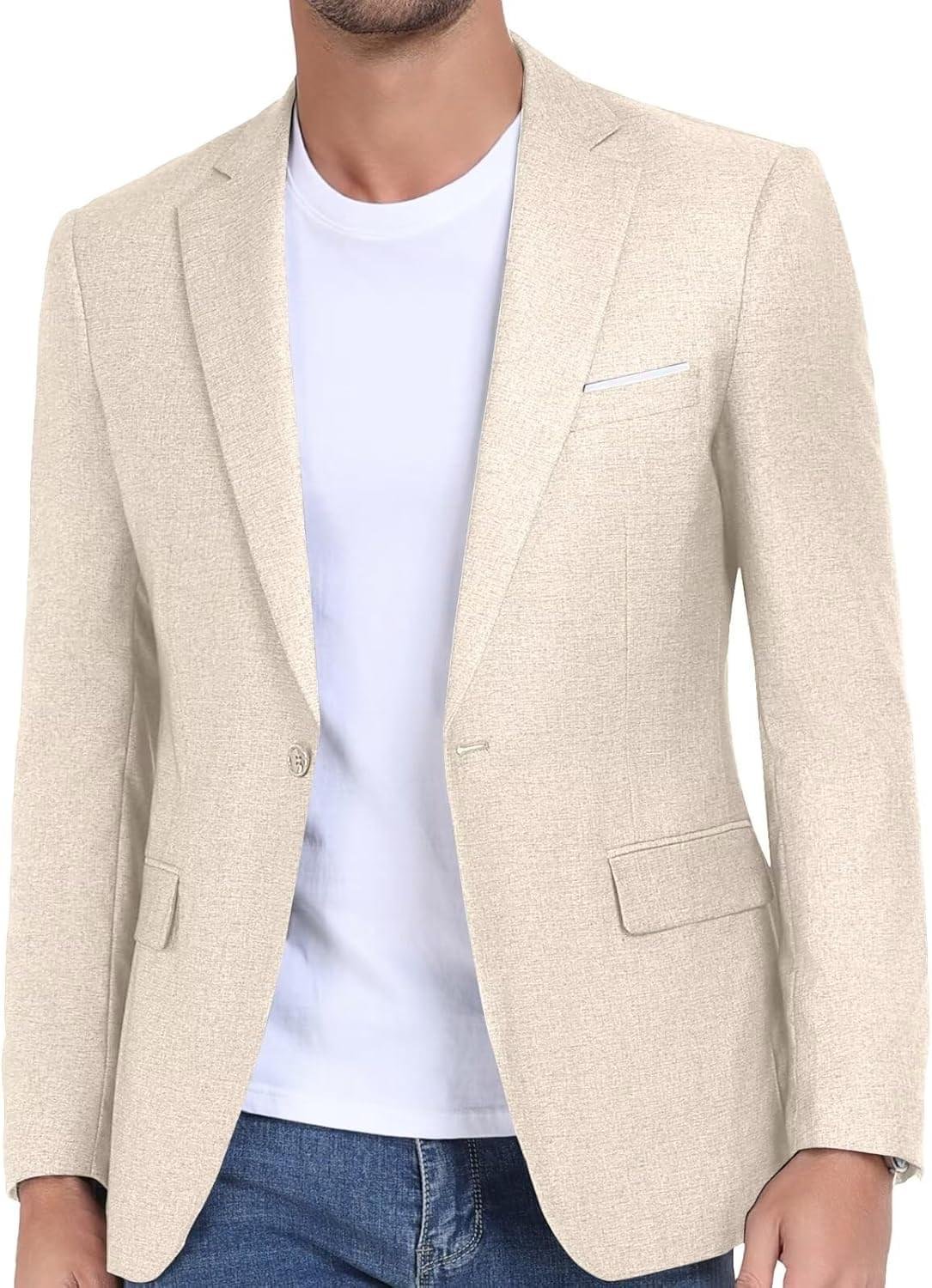 Wehilion Mens Casual Blazer Jacket Lightweight Sports Coat Suit Jacket for Summer Daily Business Wedding Party Travel