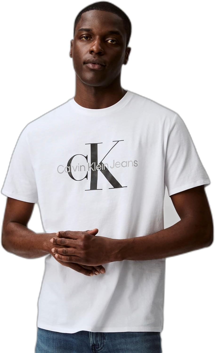 Calvin Klein Mens Monogram Logo Crewneck T-Shirt