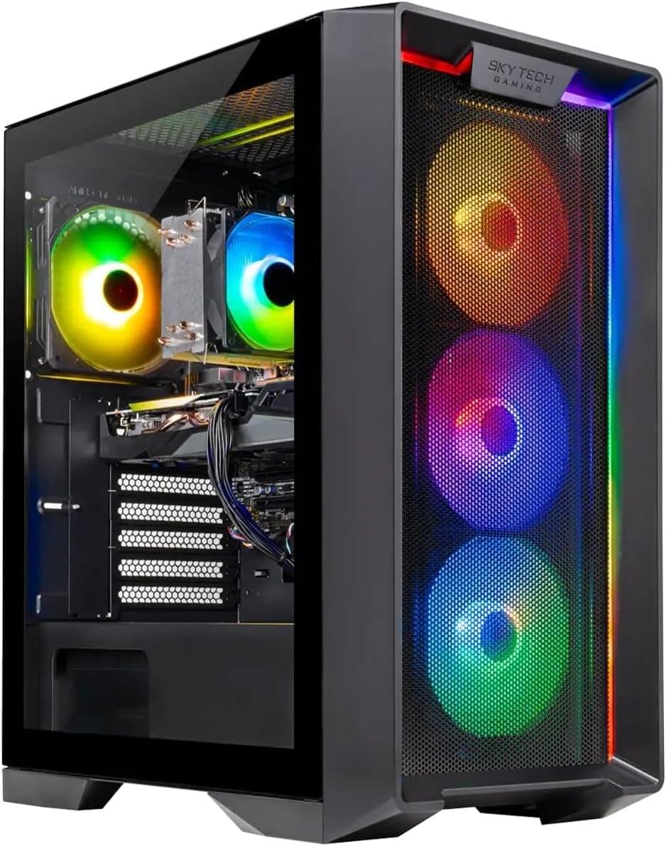 Skytech Nebula Gaming PC Desktop, Intel i5 13400F 2.5 GHz (4.6GHz Turbo), NVIDIA RTX 3050 6GB, 1TB NVMe SSD, 16GB DDR4 RAM 3200, 650W Gold PSU, Wi-Fi, Win 11
