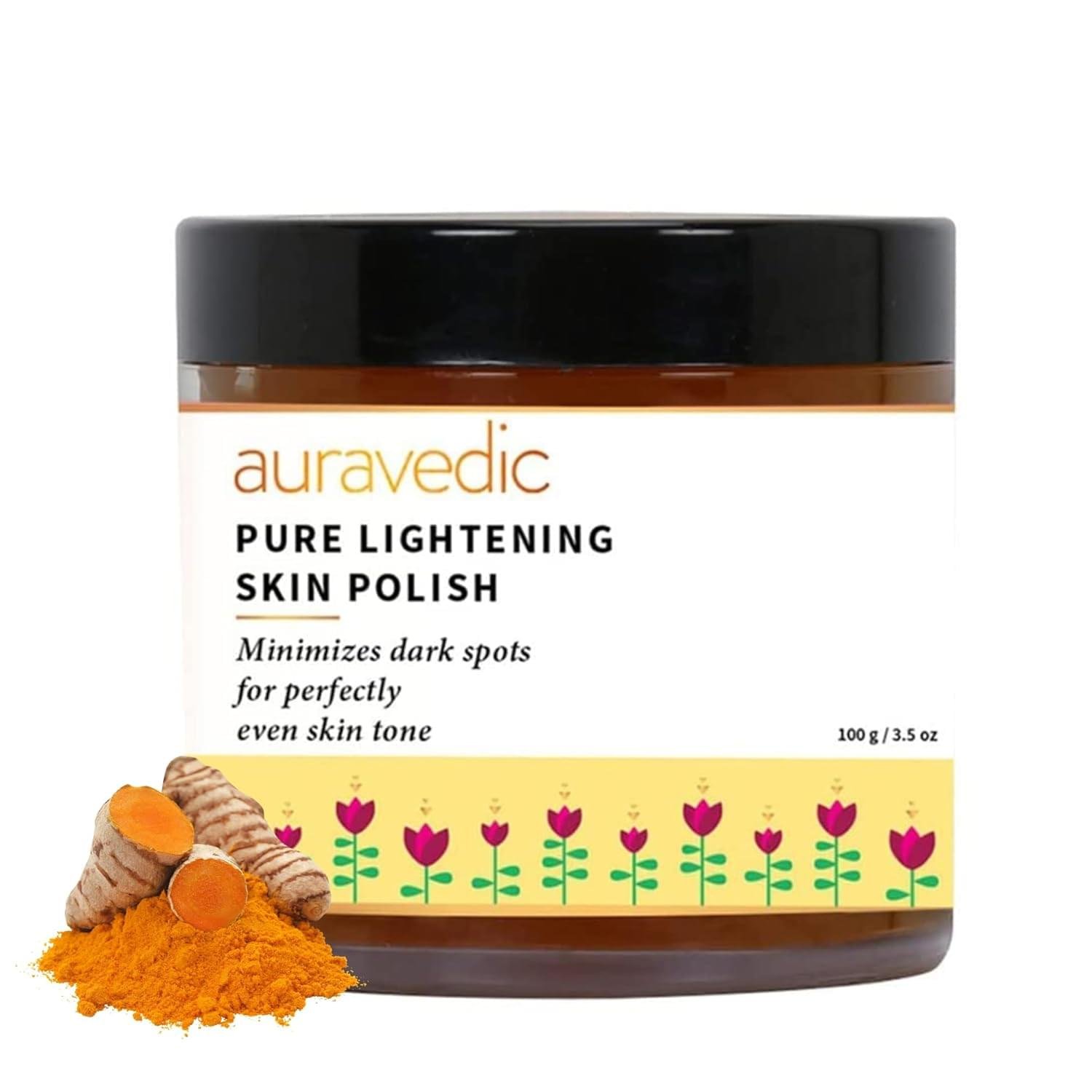 Auravedic Turmeric & Sandalwood Face Polishing Scrub l Gently Exfoliates without Stripping Off Moisture | Helps Reduce Spots & Scars | for Men & Women | 3.53 Oz/100 g