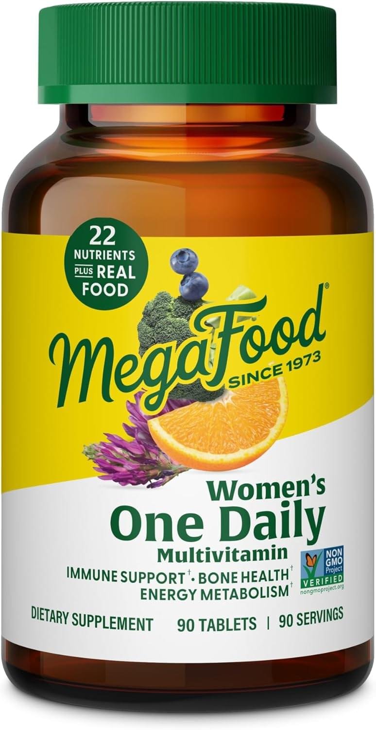 MegaFood Womens Multivitamin One Daily – Multivitamin for Women – Vitamin C, Vitamin D, Iron & B Vitamins – Bone, Energy Metabolism & Immune Support – Vegetarian, GlutenFree – 90 Tablets, 90 Servings