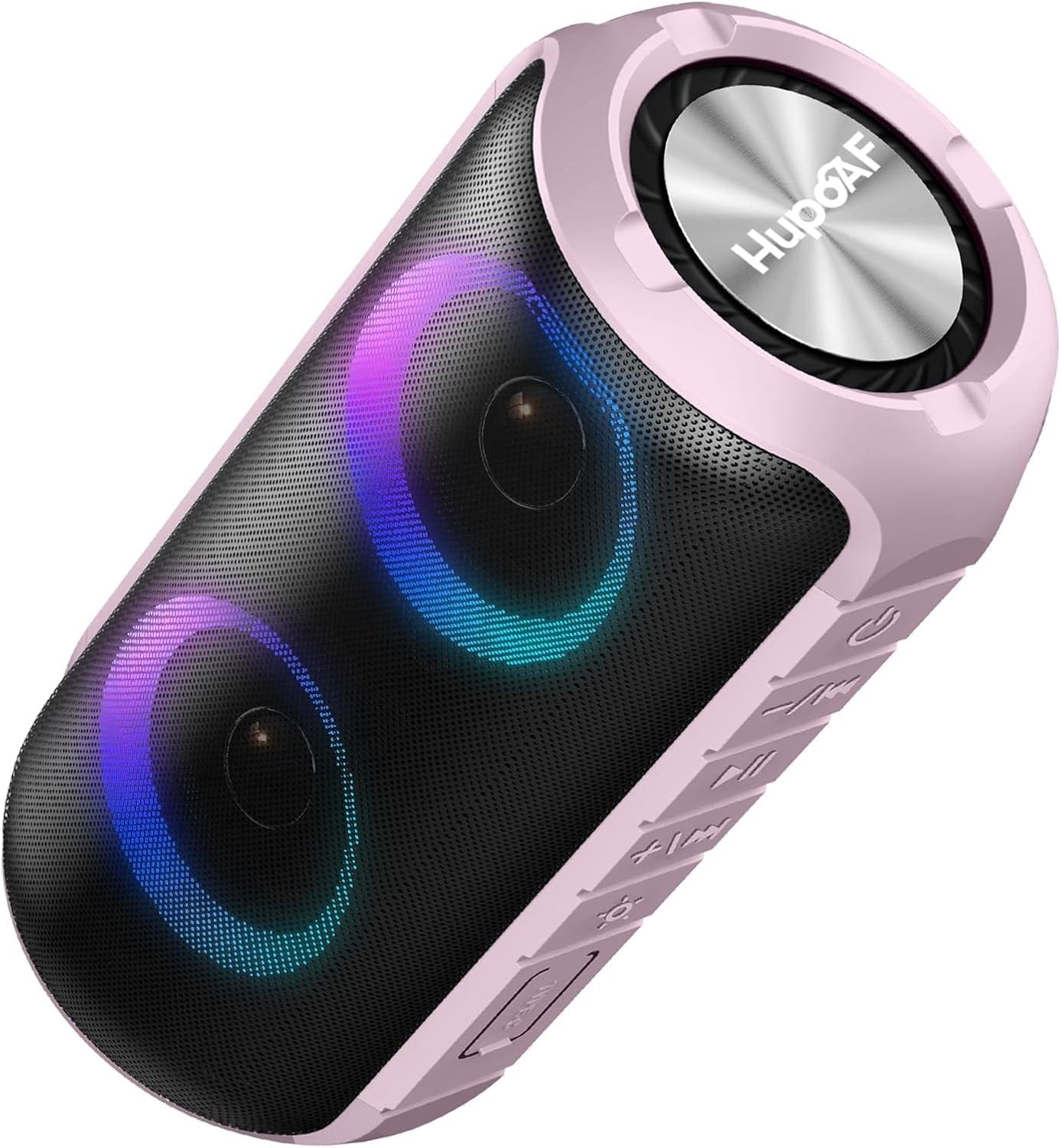 Hupoaf Bluetooth Speaker, 2025 New Portable Wireless Speaker with 6D Loud Sound, IPX7 Waterproof Stocking Stuffers, HD Call, RGB Lights, 12H Playtime for Home/Party/Outdoor/Beach, White Elephant Gift