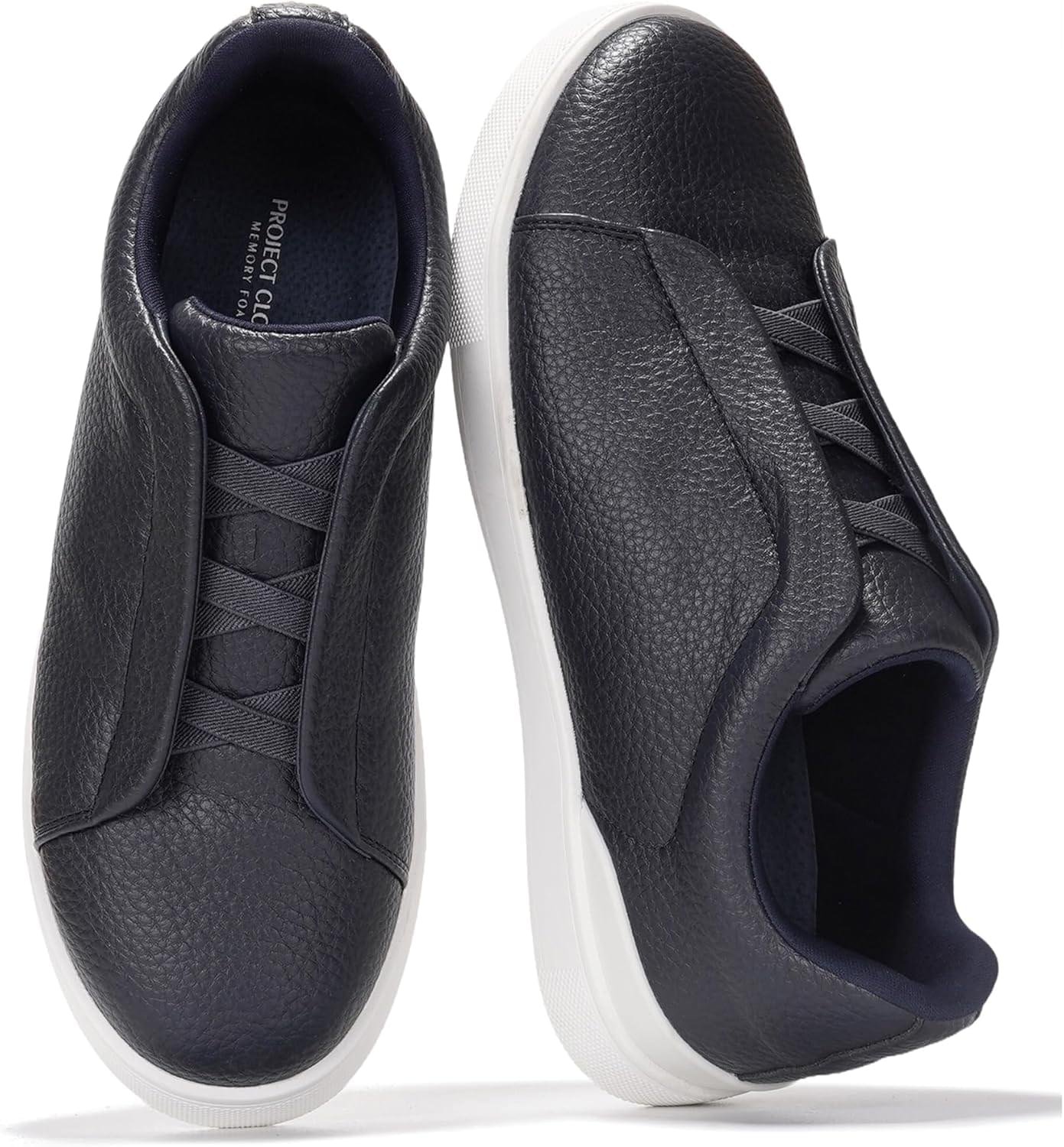 Project Cloud Genuine Leather Memory Foam Insole Mens Shoes – Lightweight & Non Slip Shoes for Men Sneakers – Everyday Slip On Mens Sneakers (Hudson)