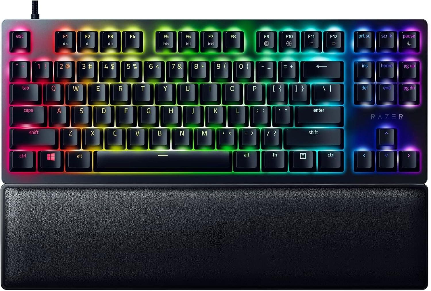 Razer Huntsman V2 TKL Tenkeyless Gaming Keyboard: Fast Linear Optical Switches Gen2 w/Sound Dampeners & 8000Hz Polling Rate – Detachable TypeC Cable – Doubleshot PBT Keycaps – Ergonomic Wrist Rest