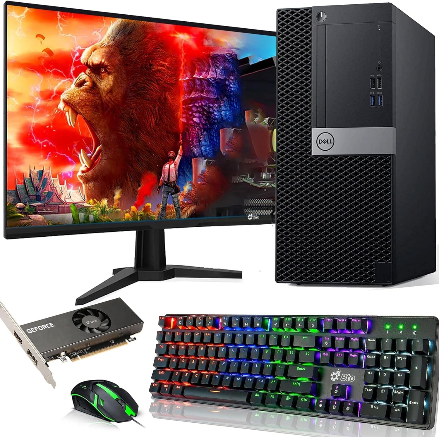 Dell Gaming Tower Desktop PC – Intel Core i5-6500 6th Gen 3.2GHz – 16GB DDR4 RAM – 256GB SSD – GeForce GT 1030 – 22″ Monitor – RGB Keyboard & Mouse – Windows 11 Pro – Gaming Computer (Renewed)