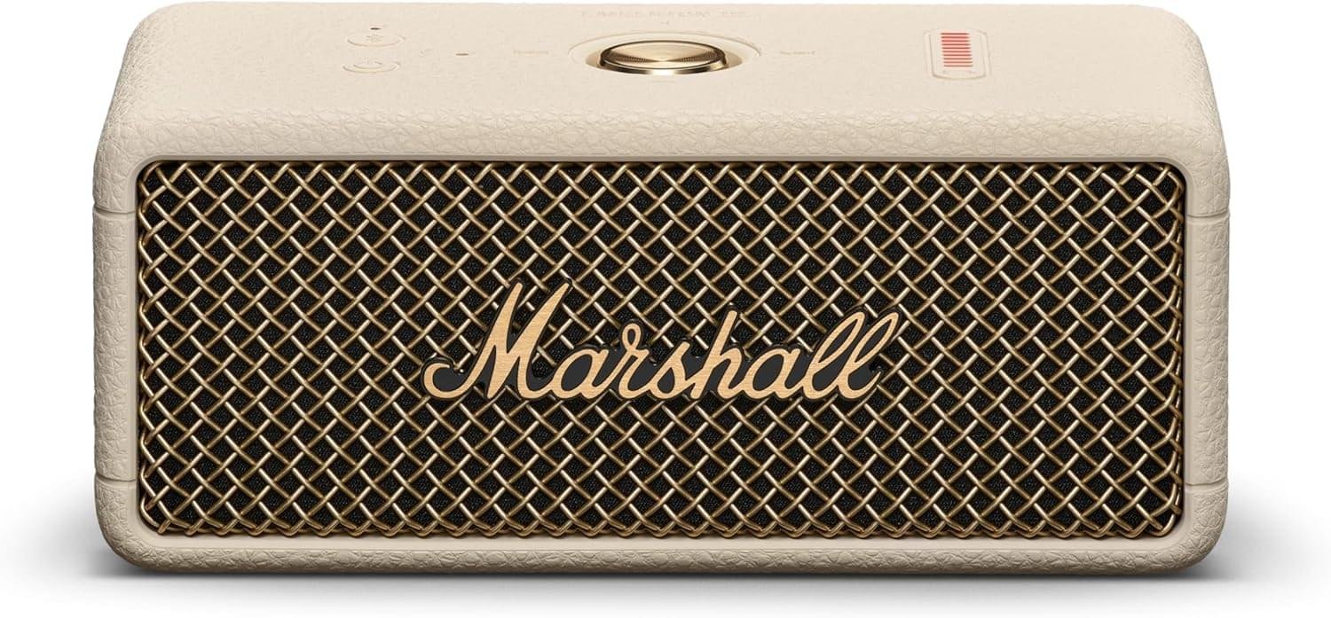 Marshall Emberton III Portable Bluetooth Speaker – Rugged Waterproof IP67 Design | Loud Stereo Sound, Deep Bass with 32+ Hr Playtime | Compact and Wireless for Travel and Outdoors – Cream