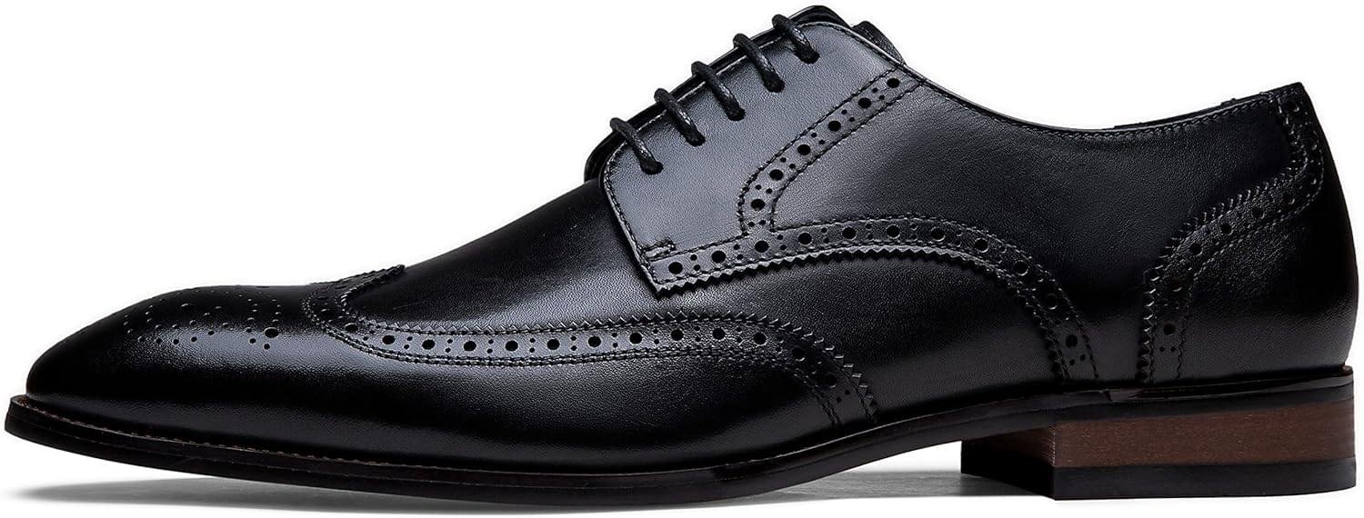 Jousen Men’s Dress Shoes Leather Wingtip Formal Business Oxford Shoes Brogue Retro Derby Dress Shoes for Men