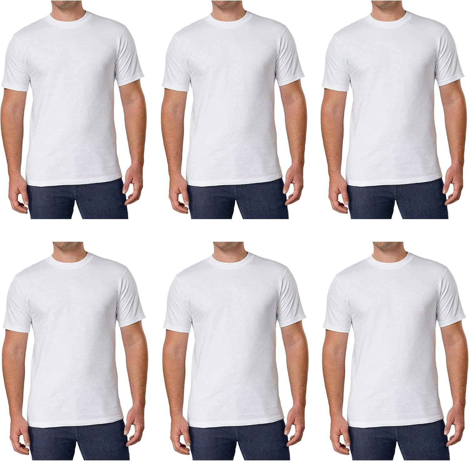Kirkland Signature Men’s Crew Neck Tee 100% Combed Heavyweight Cotton T-Shirts (Pack of 6)